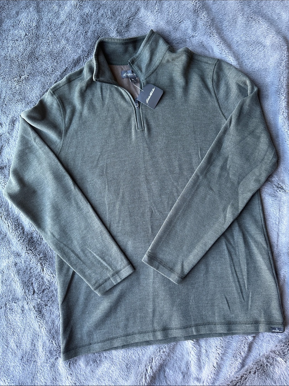 Eddie Bauer Men's Olive Green Half-Zip Sweater